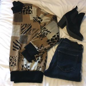 Vintage Animal Print Mock Neck Sweater